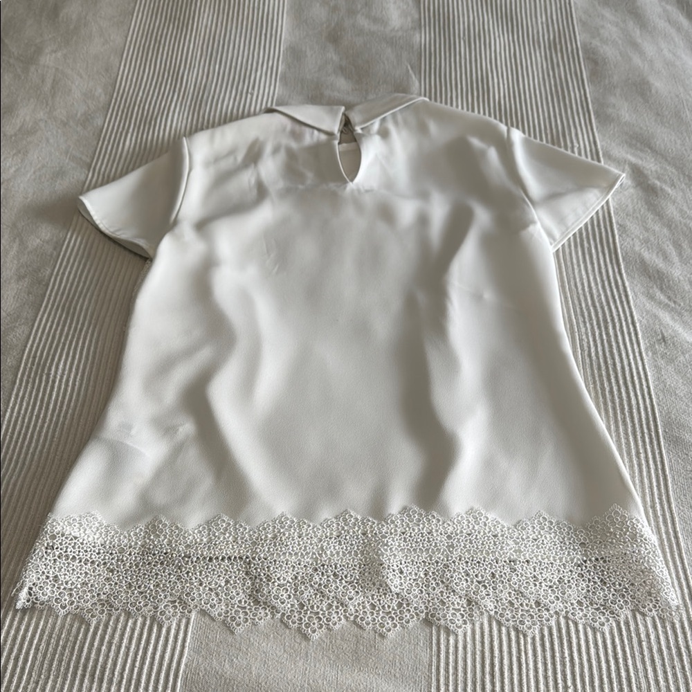 Ted Baker London White Fitted Lace Embellished Blouse Size 4 - Picture 2 of 7